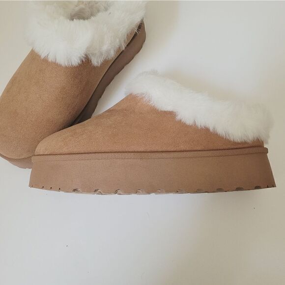 Boutique Platform Fur Lined Slip On Slipper Shoes Size 10 - Picture 7 of 7